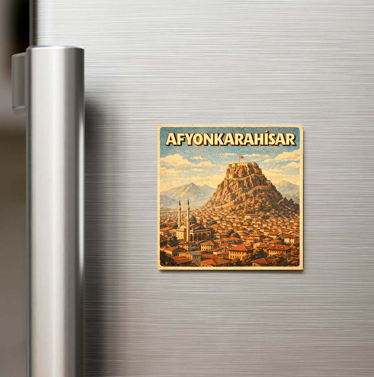 Afyonkarahisar Şehri - Pop-Art Travel Buzdolap Magneti