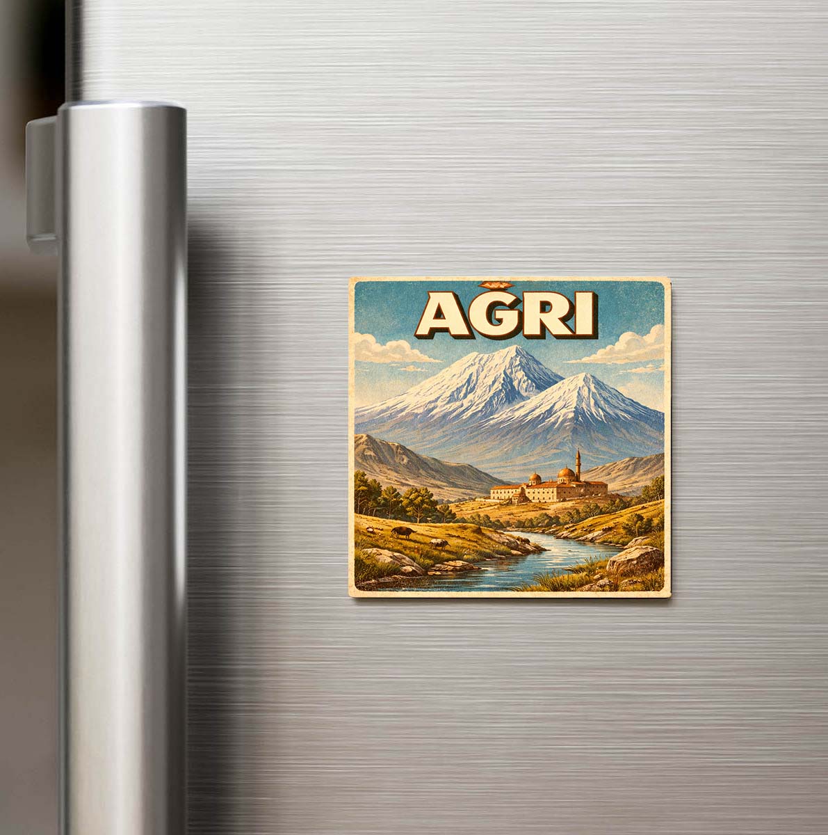 Ağrı Şehri - Pop-Art Travel Buzdolap Magneti