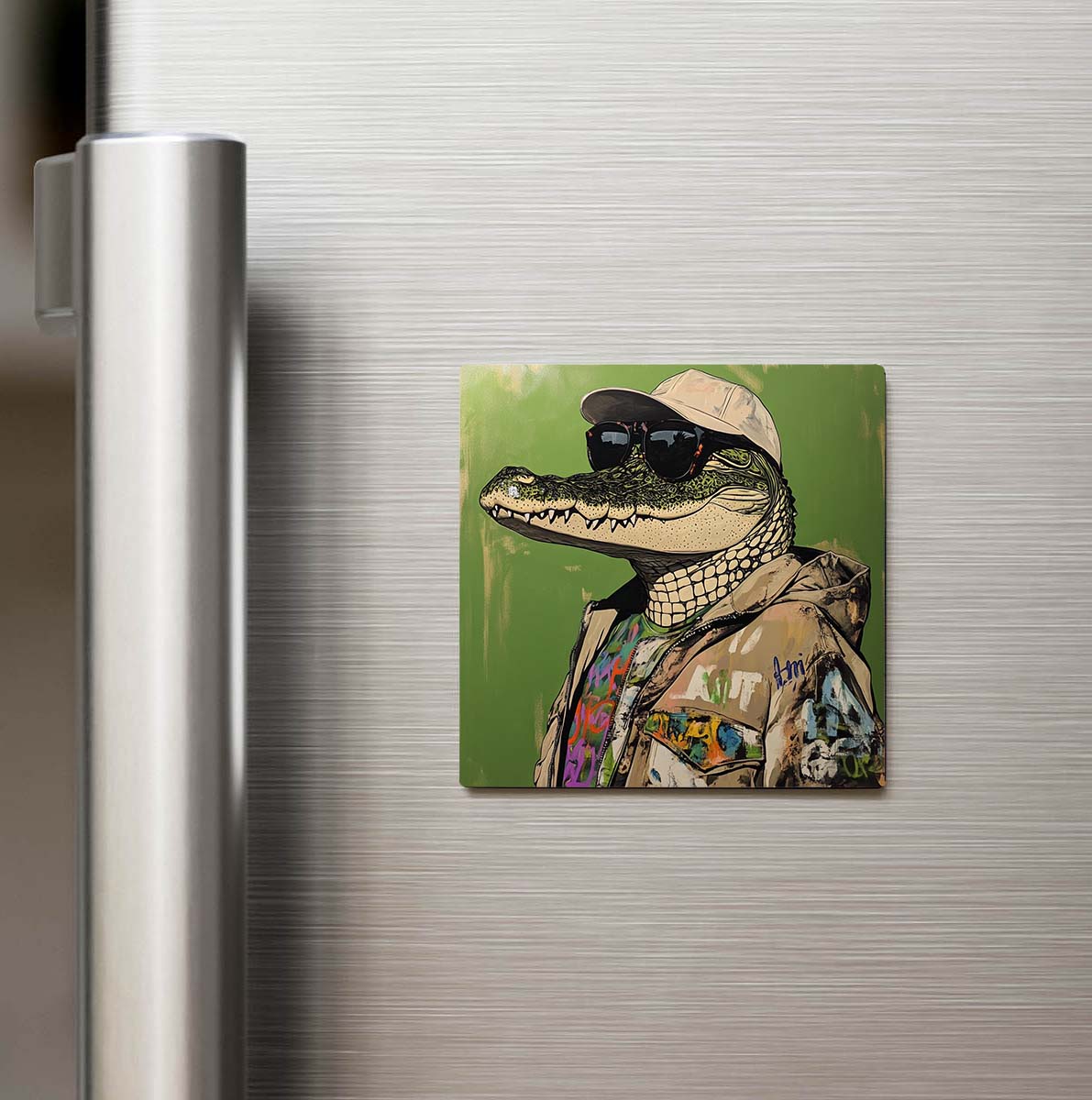 Alligator - Amerikan Timsahı - Güneş Gözlüklü Style - Buzdolap Magneti