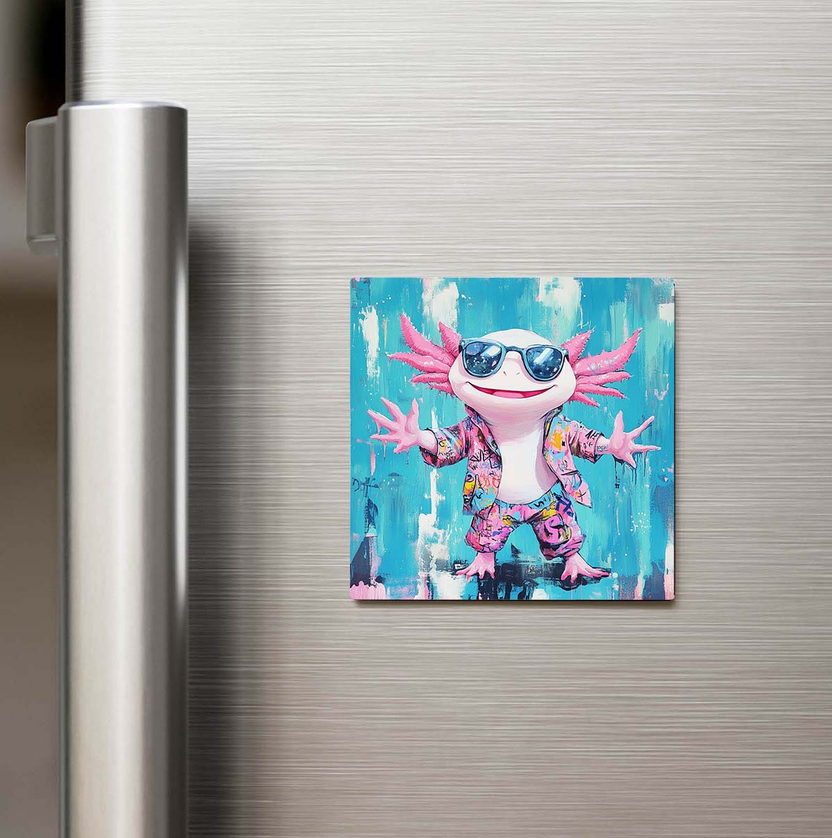Axolotl - Aksolotl - Güneş Gözlüklü Style - Buzdolap Magneti