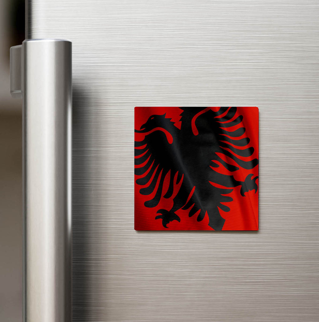 Arnavutluk - Albania - Dalgalı Ülke Bayraklı - Buzdolap Magneti