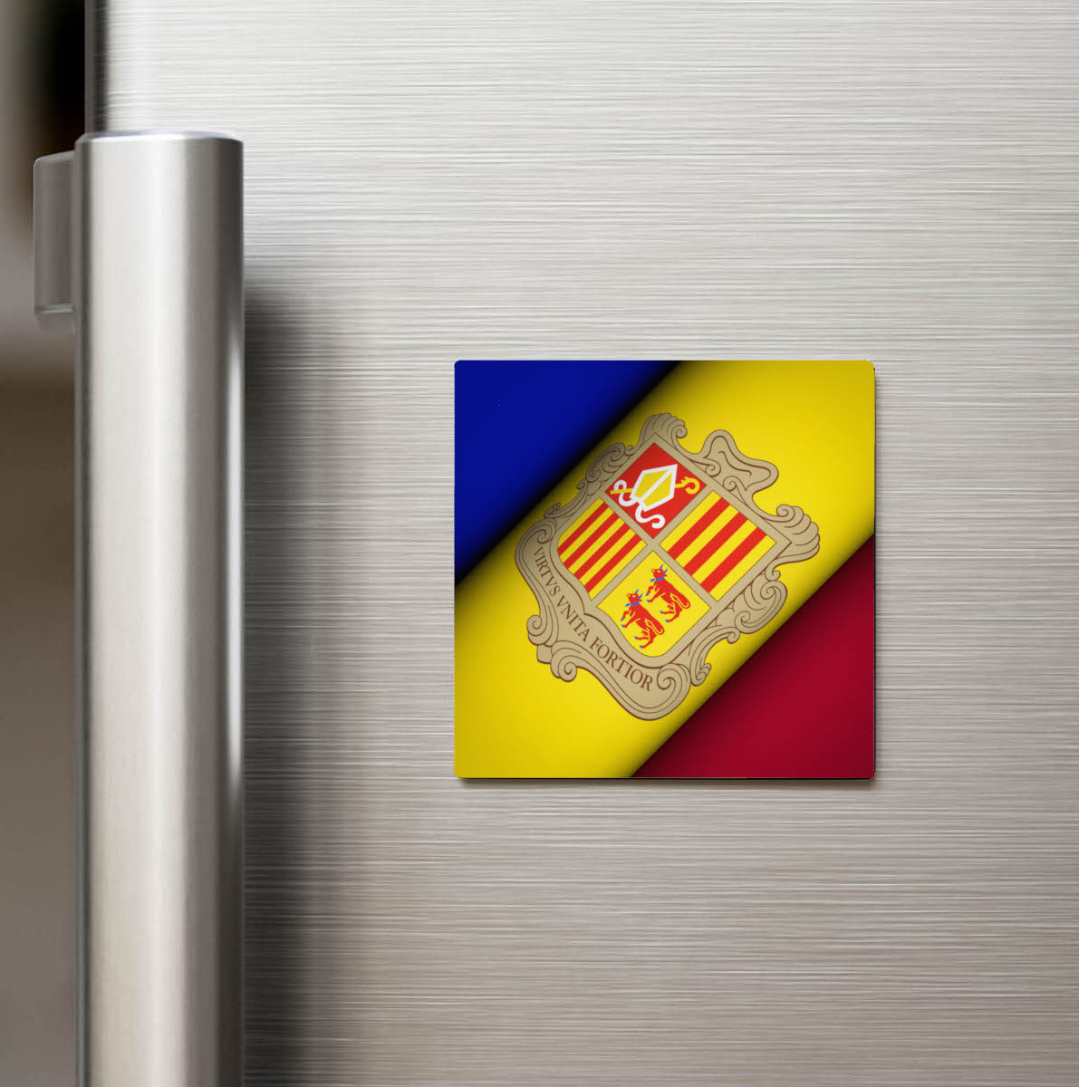 Andorra - Andorra - Dalgalı Ülke Bayraklı - Buzdolap Magneti