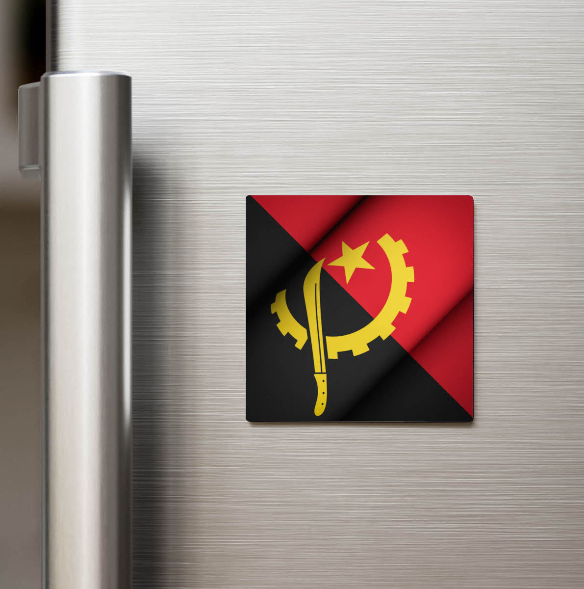 Angola - Angola - Dalgalı Ülke Bayraklı - Buzdolap Magneti