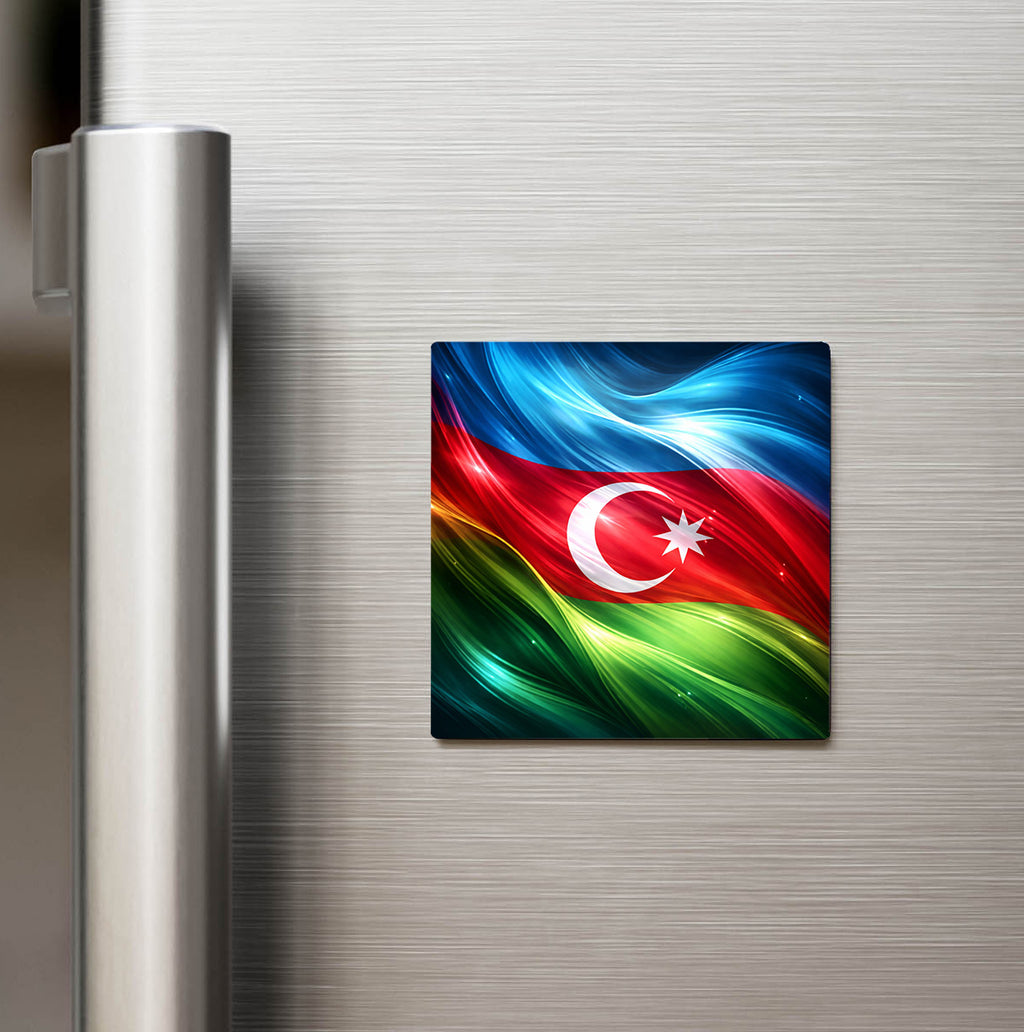Azerbaycan – Azerbaijan – Abstract Ülke Bayraklı Buzdolap Magneti