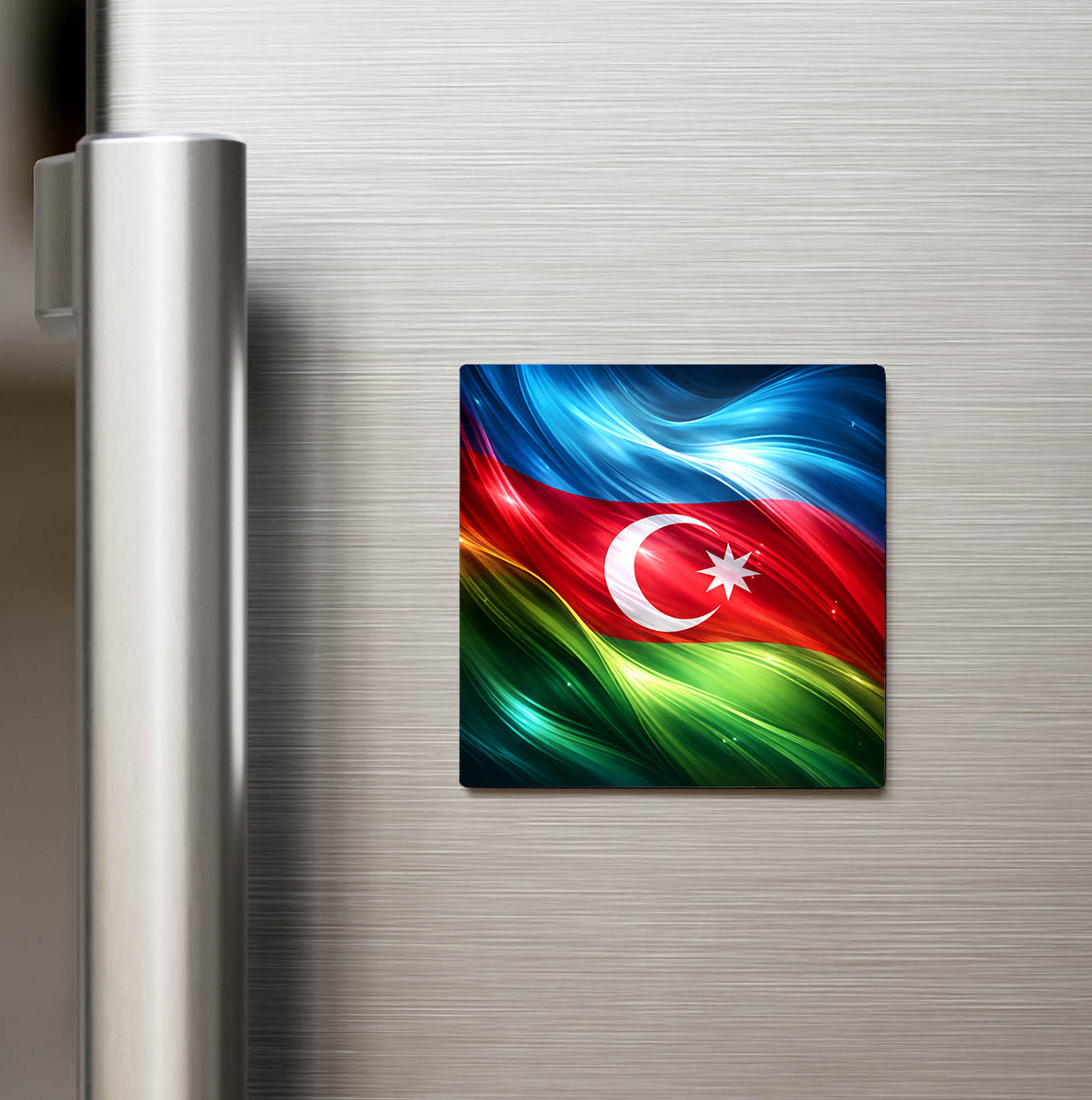 Azerbaycan – Azerbaijan – Abstract Ülke Bayraklı Buzdolap Magneti