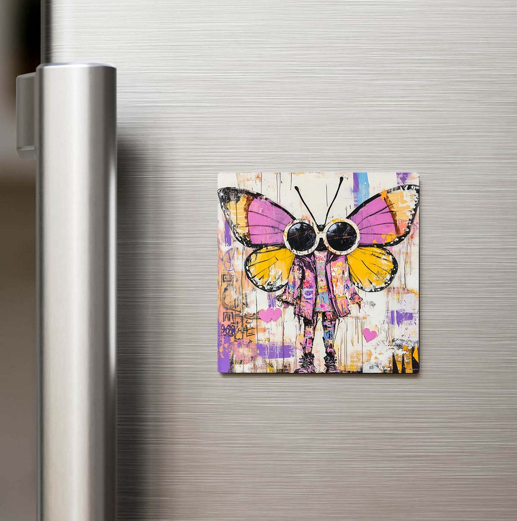 Butterfly - Kelebek - Güneş Gözlüklü Style - Buzdolap Magneti