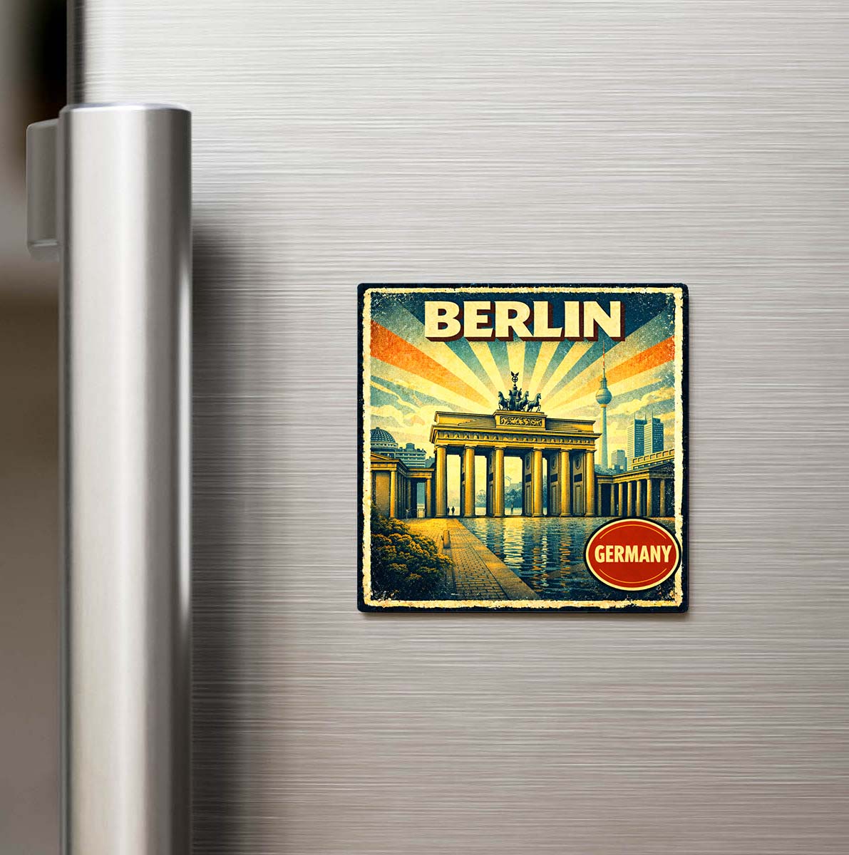 Vintage Berlin Şehri Temalı Buzdolap Magneti
