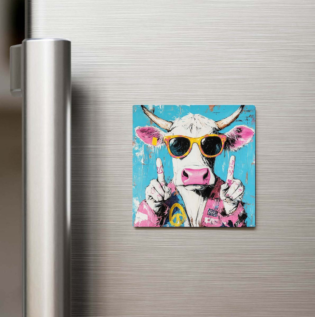 Cow - İnek - Güneş Gözlüklü Style - Buzdolap Magneti