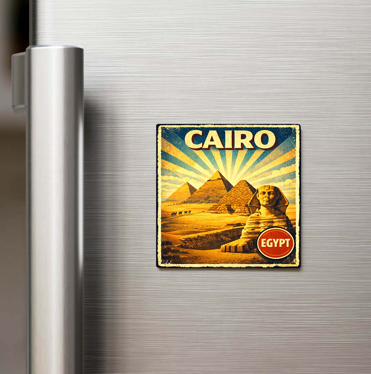 Vintage Kahire Şehri Temalı Buzdolap Magneti