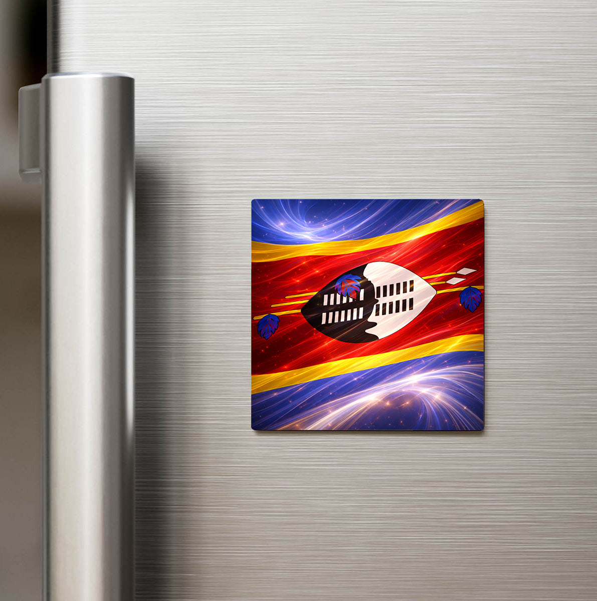 Esvatini – Eswatini – Abstract Ülke Bayraklı Buzdolap Magneti