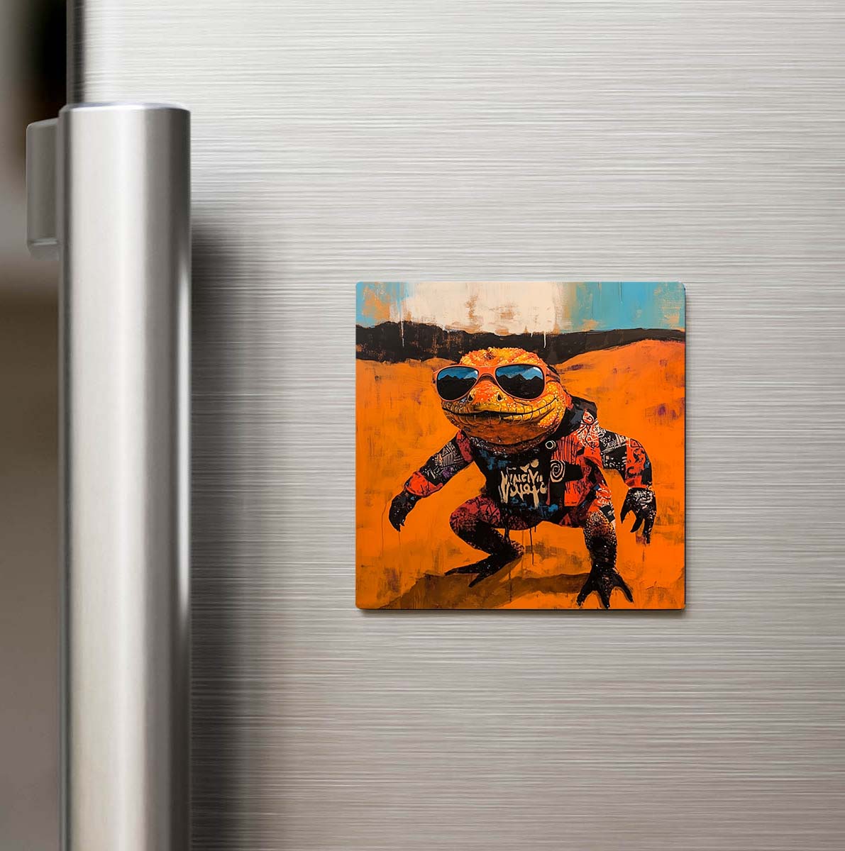 Gila Monster - Gila Kertenkelesi - Güneş Gözlüklü Style - Buzdolap Magneti