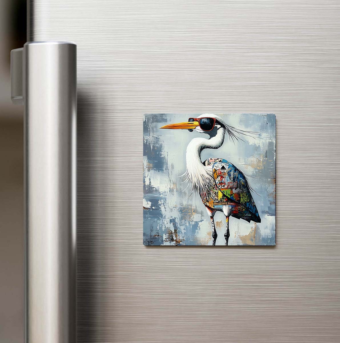 Heron - Balıkçıl - Güneş Gözlüklü Style - Buzdolap Magneti
