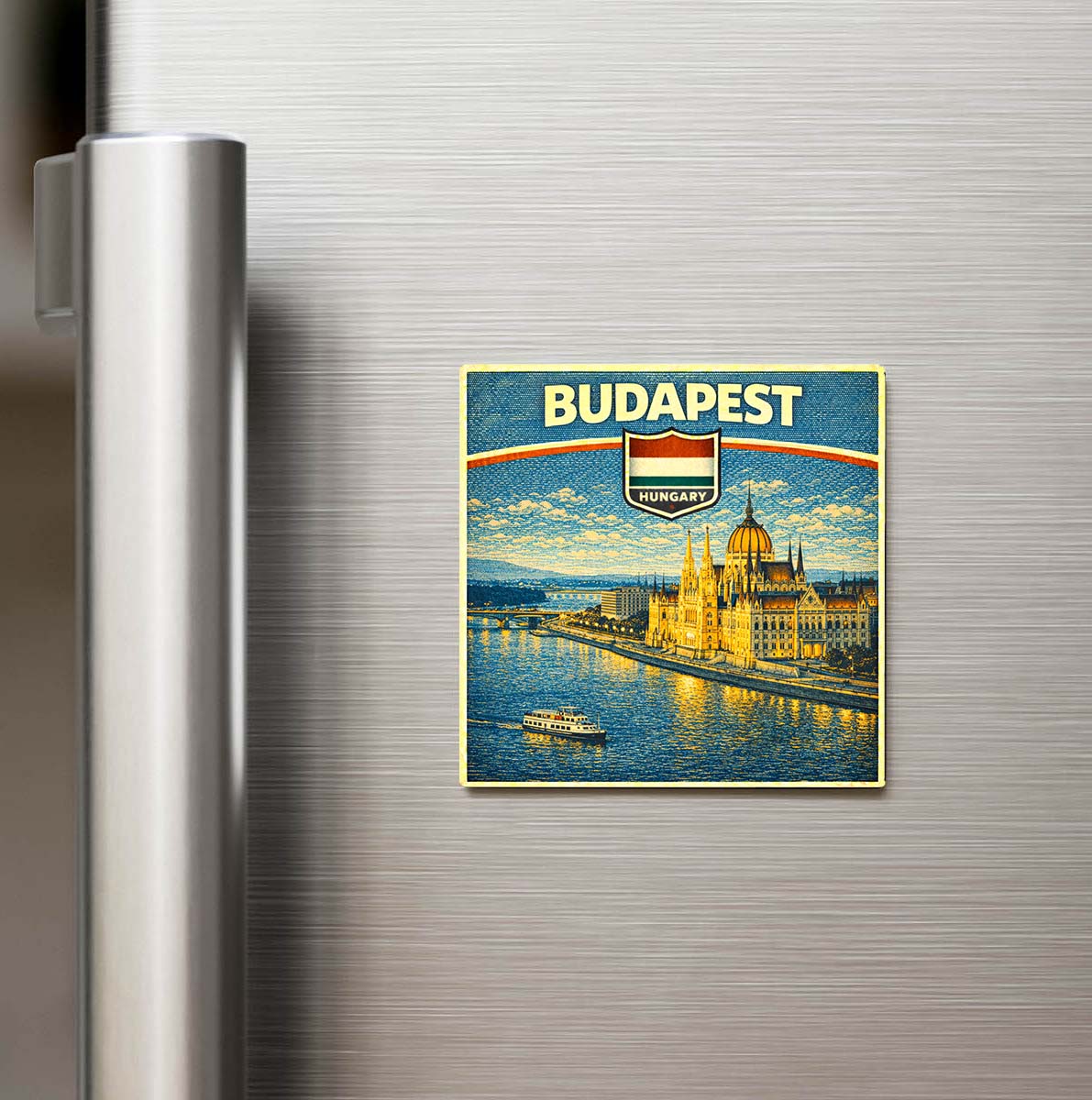 Retro Macaristan Budapeşte Şehri Temalı Vintage Buzdolap Magneti