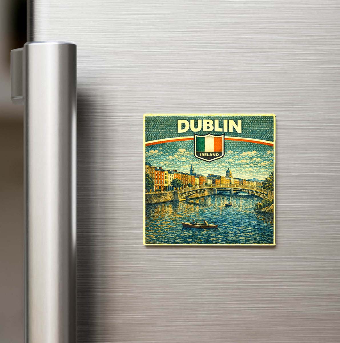 Retro İrlanda Dublin Şehri Temalı Vintage Buzdolap Magneti