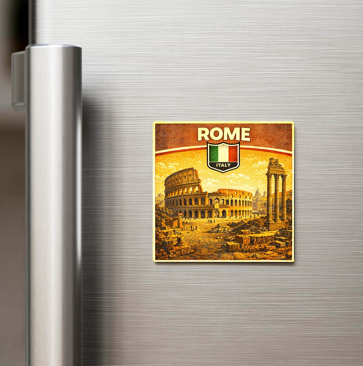 Retro İtalya Roma Şehri Temalı Vintage Buzdolap Magneti