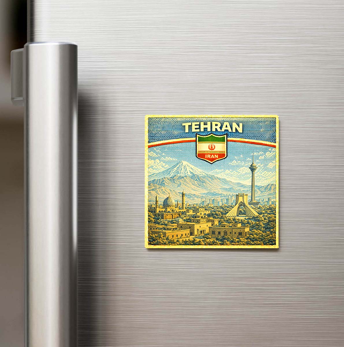 Retro İran Tahran Şehri Temalı Vintage Buzdolap Magneti