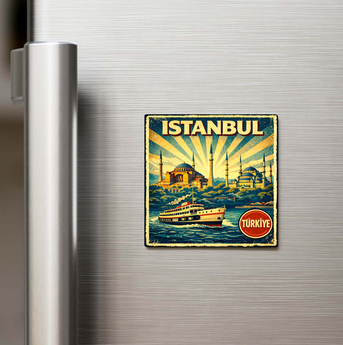 Vintage İstanbul Şehri Temalı Buzdolap Magneti