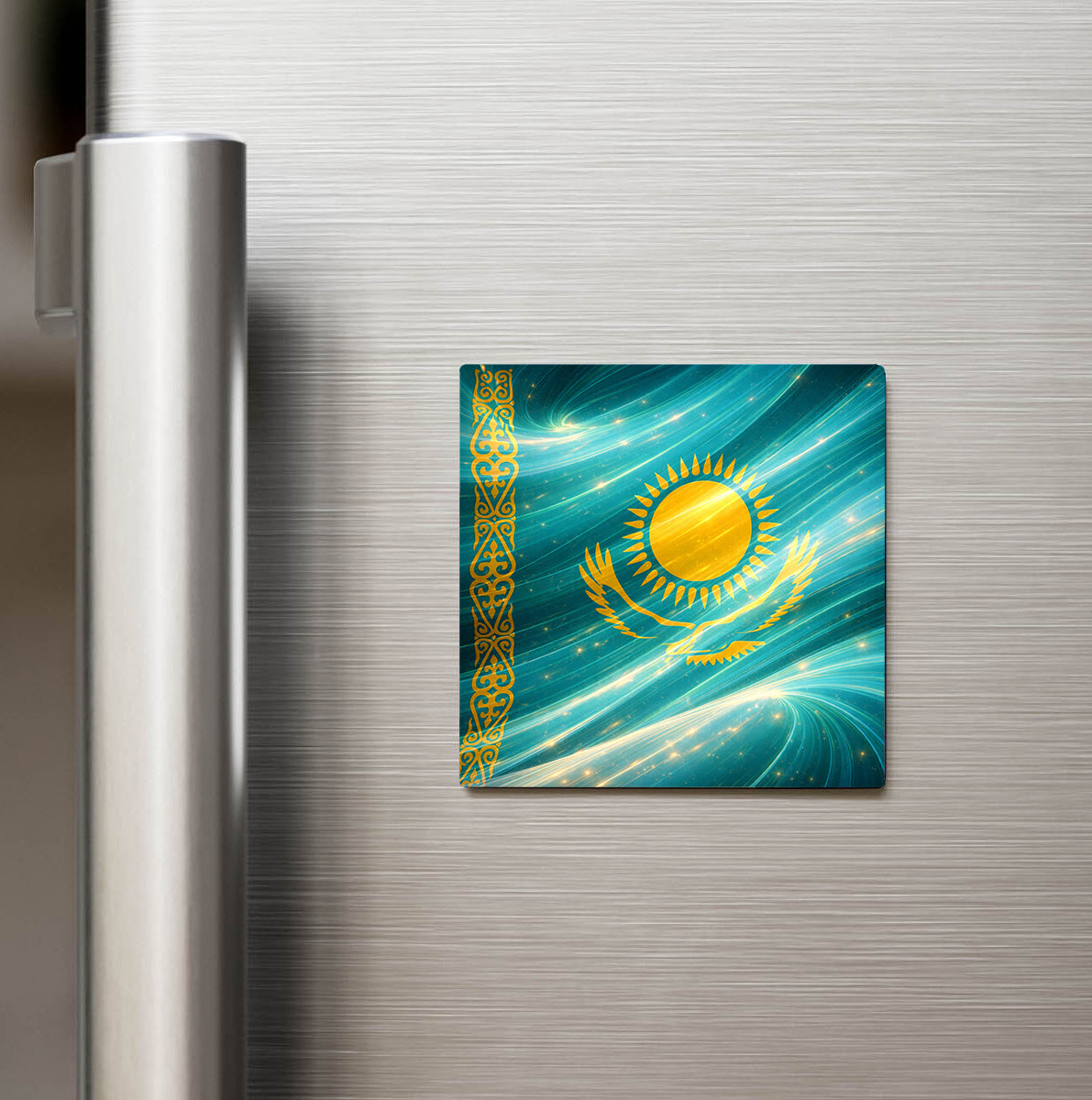 Kazakistan – Kazakhstan – Abstract Ülke Bayraklı Buzdolap Magneti