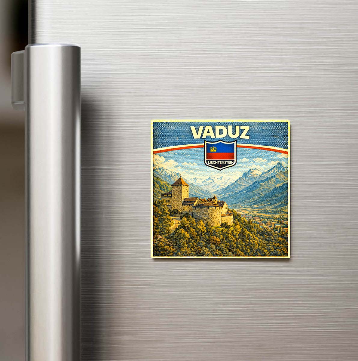 Retro Lihtenştayn Vaduz Şehri Temalı Vintage Buzdolap Magneti