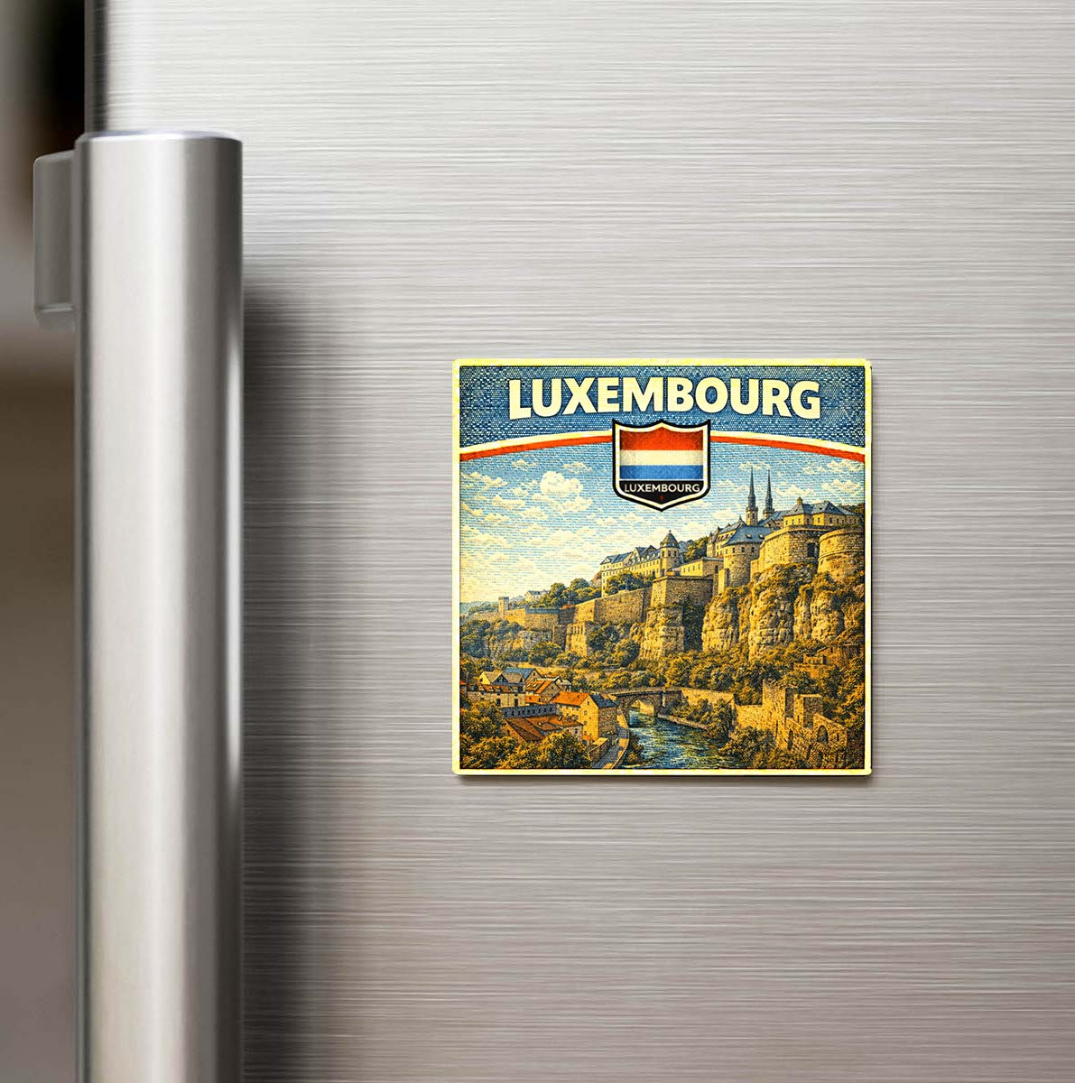 Retro Lüksemburg Lüksemburg Şehri Temalı Vintage Buzdolap Magneti
