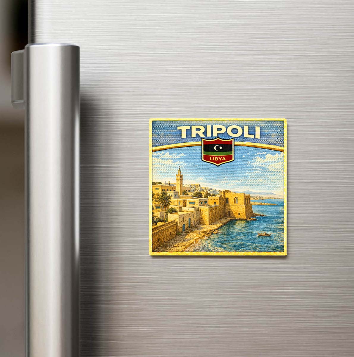 Retro Libya Trablus Şehri Temalı Vintage Buzdolap Magneti