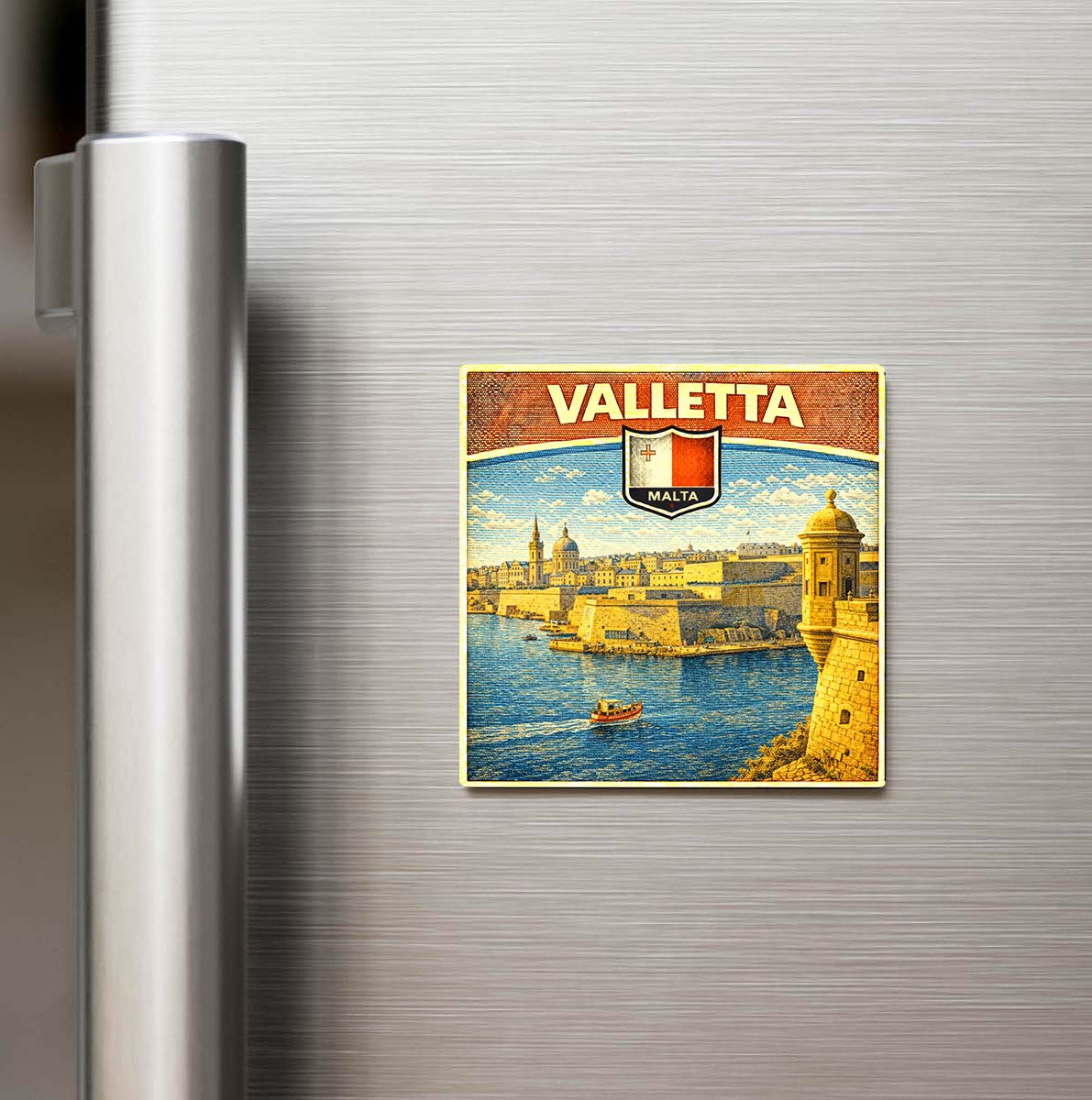 Retro Malta Valletta Şehri Temalı Vintage Buzdolap Magneti