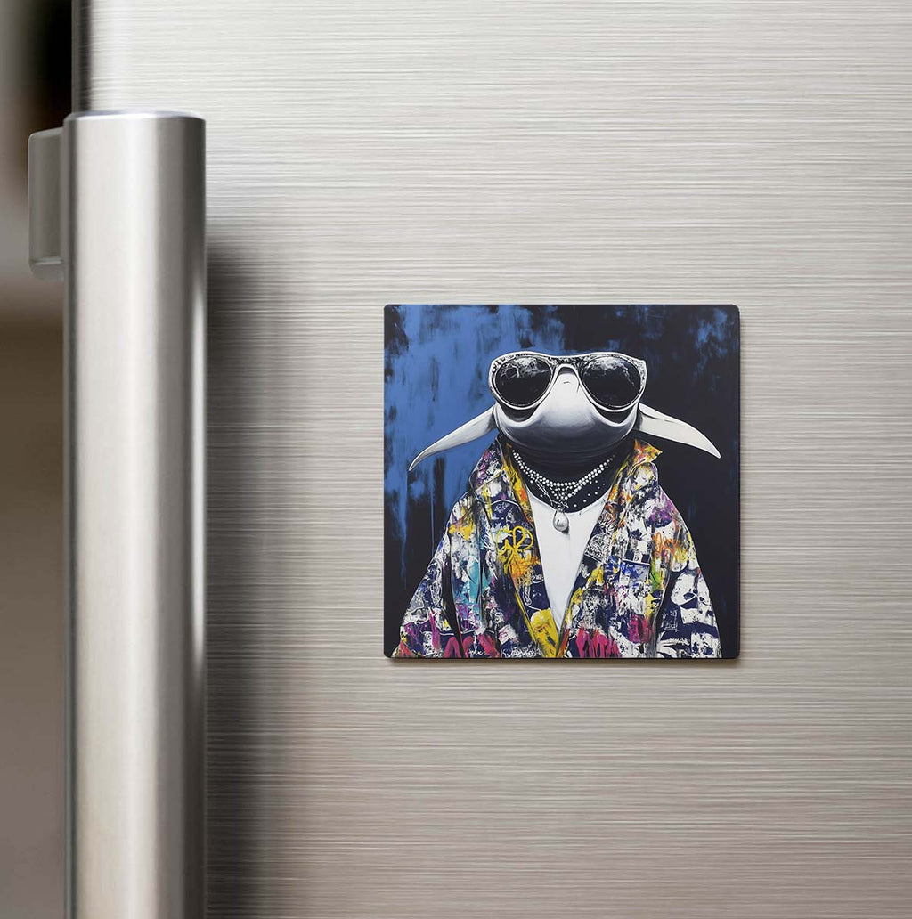 Manta Ray - Manta Vatozu - Güneş Gözlüklü Style - Buzdolap Magneti