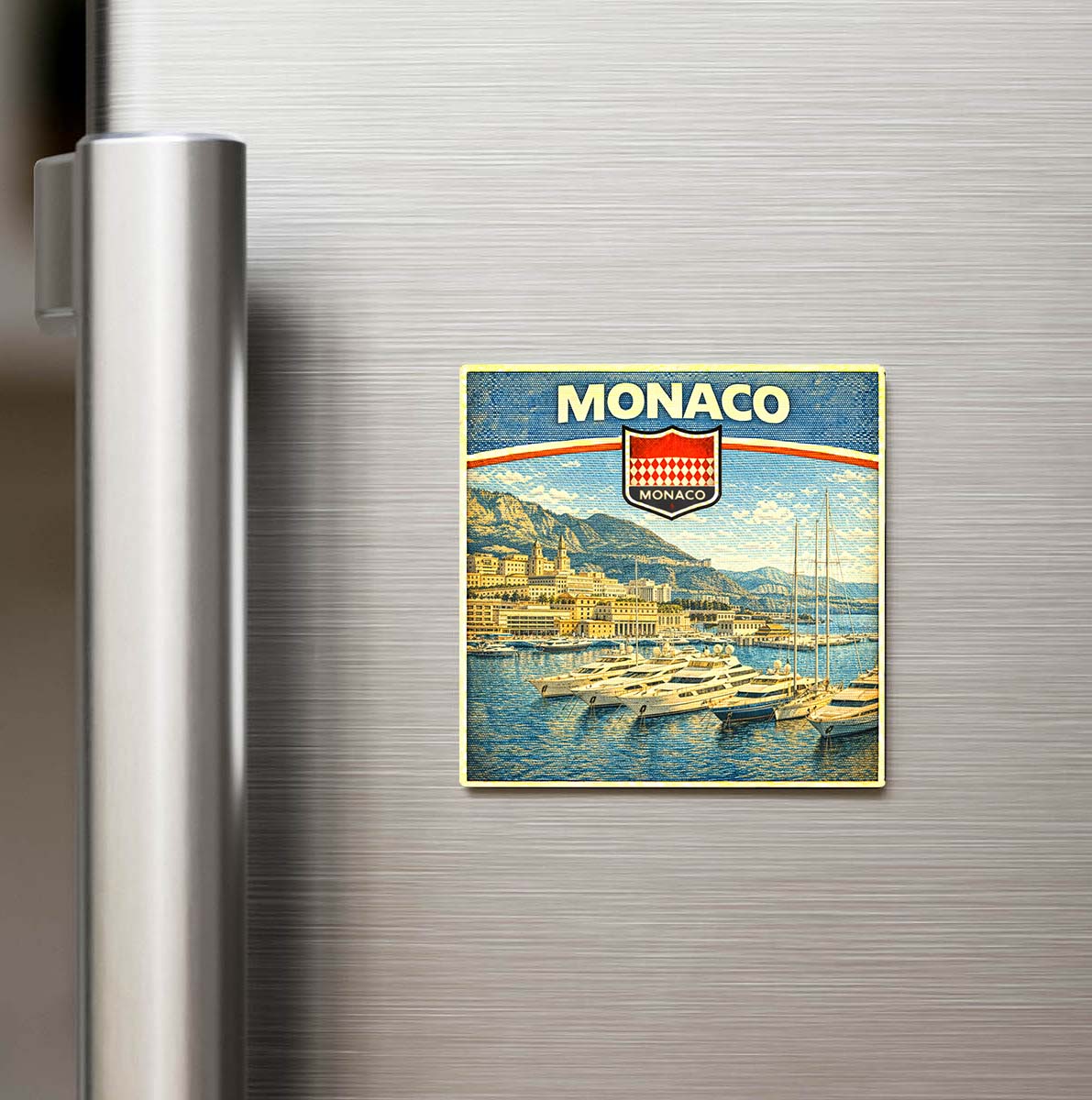 Retro Monako Monako Şehri Temalı Vintage Buzdolap Magneti