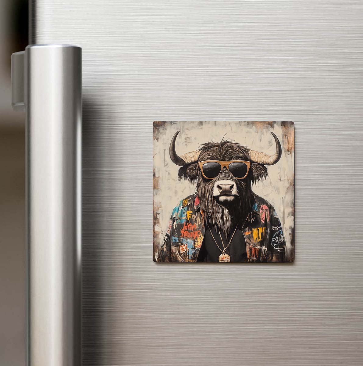Musk Ox - Misk Öküzü - Güneş Gözlüklü Style - Buzdolap Magneti