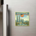 Retro Malezya Kuala Lumpur Şehri Temalı Vintage Buzdolap Magneti