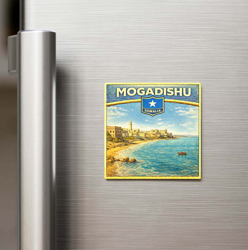 Retro Somali Mogadişu Şehri Temalı Vintage Buzdolap Magneti
