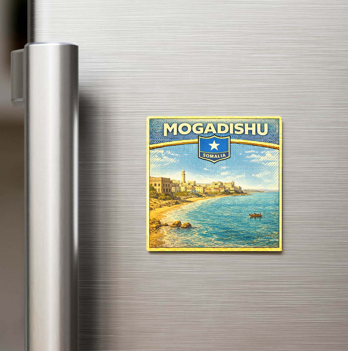 Retro Somali Mogadişu Şehri Temalı Vintage Buzdolap Magneti