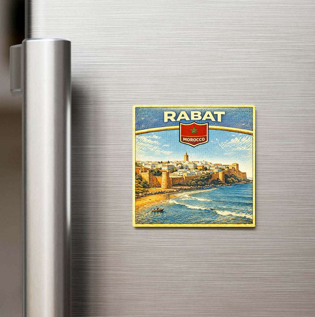 Retro Fas Rabat Şehri Temalı Vintage Buzdolap Magneti