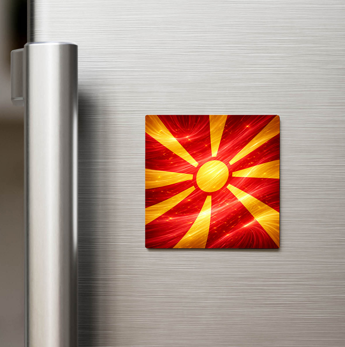 Kuzey Makedonya – Abstract Ülke Bayraklı Buzdolap Magneti