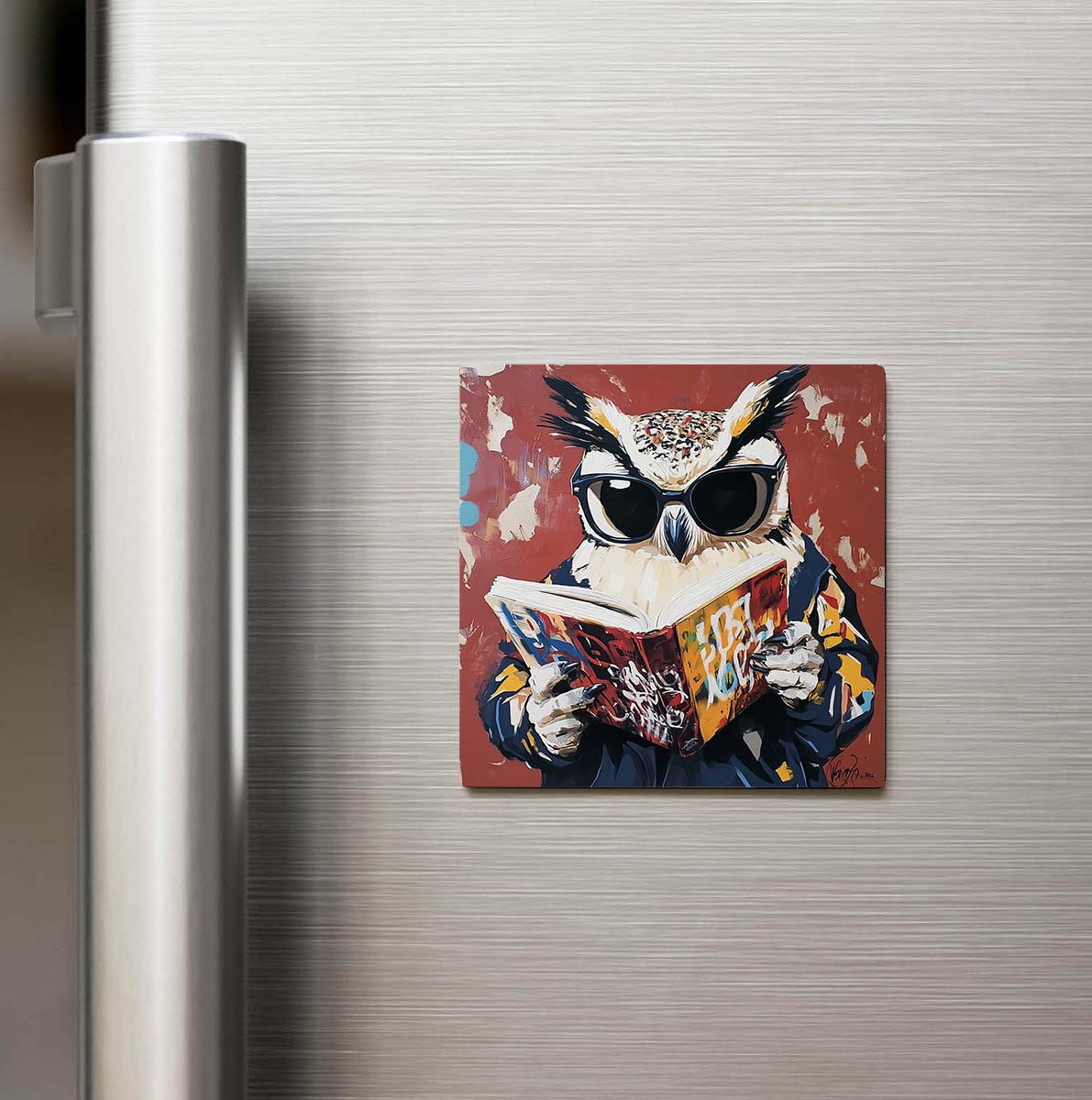 Owl - Baykuş - Güneş Gözlüklü Style - Buzdolap Magneti