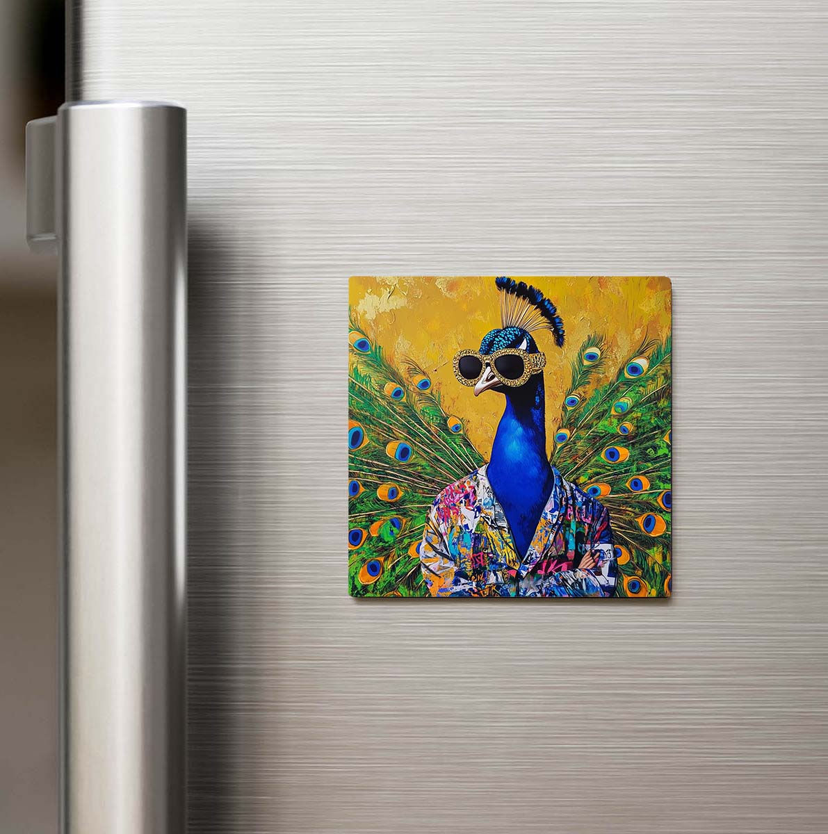 Peacock - Tavus Kuşu - Güneş Gözlüklü Style - Buzdolap Magneti