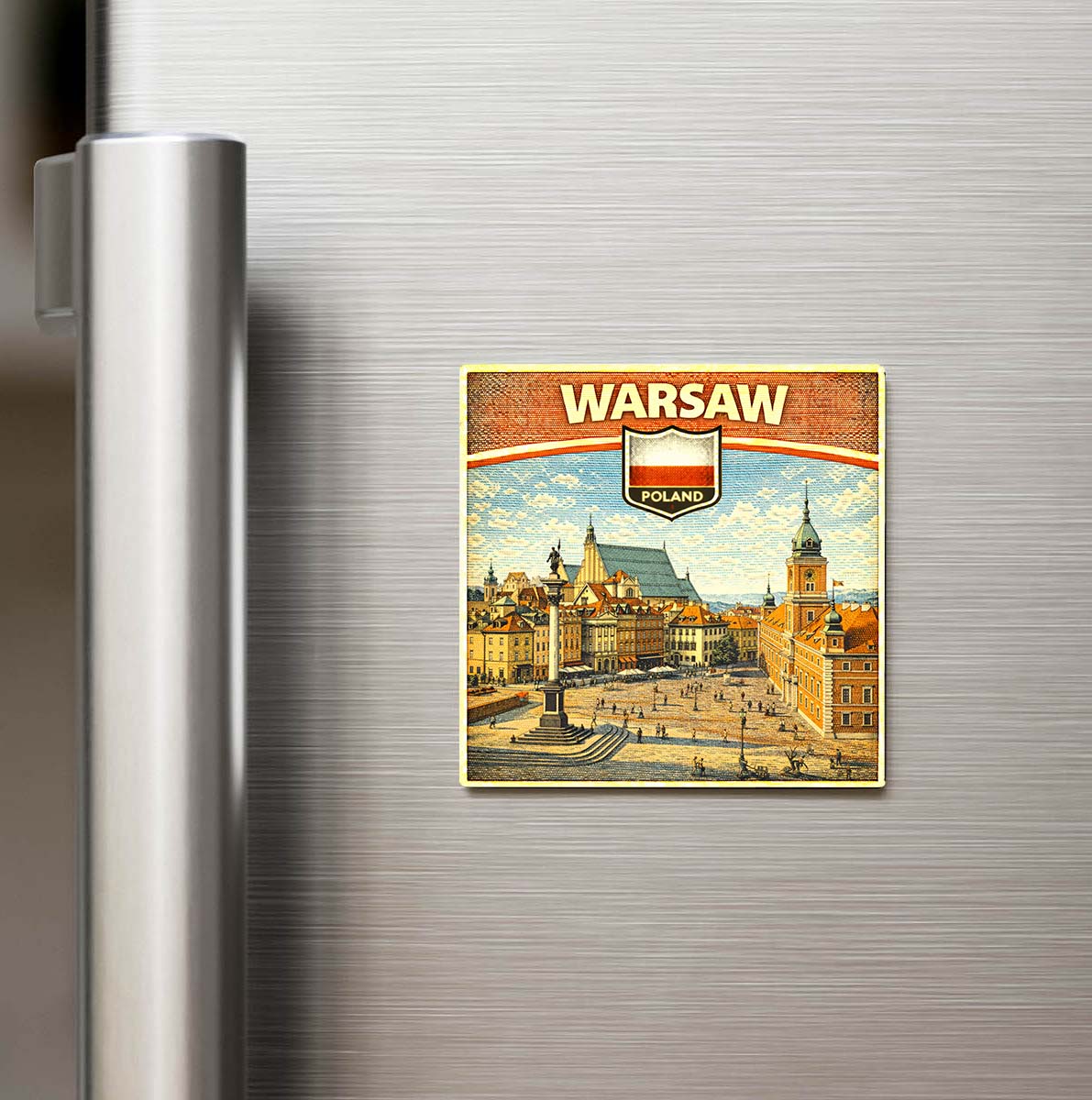 Retro Polonya Varşova Şehri Temalı Vintage Buzdolap Magneti