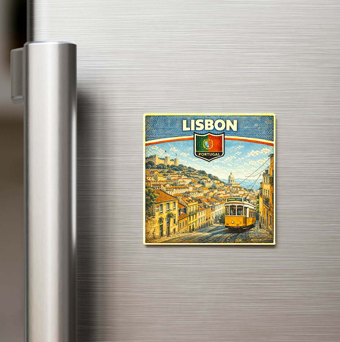 Retro Portekiz Lizbon Şehri Temalı Vintage Buzdolap Magneti