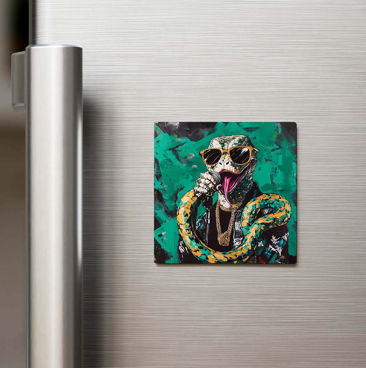 Python - Piton - Güneş Gözlüklü Style - Buzdolap Magneti