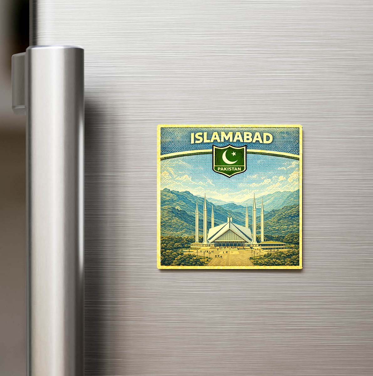 Retro Pakistan İslamabad Şehri Temalı Vintage Buzdolap Magneti