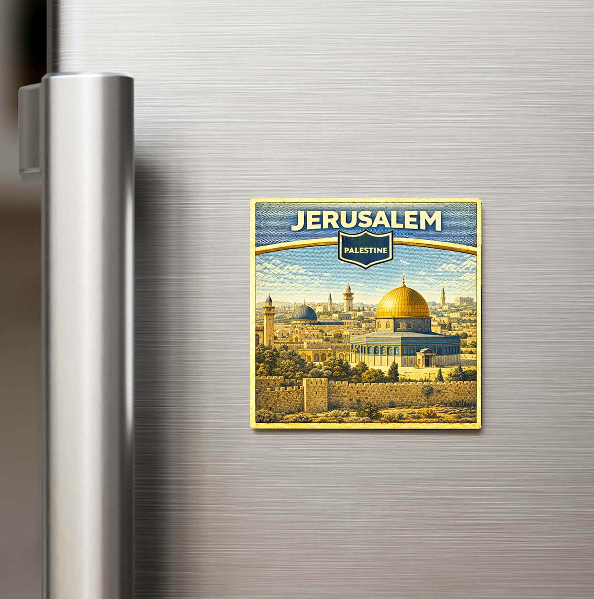 Retro Filistin Kudüs Şehri Temalı Vintage Buzdolap Magneti
