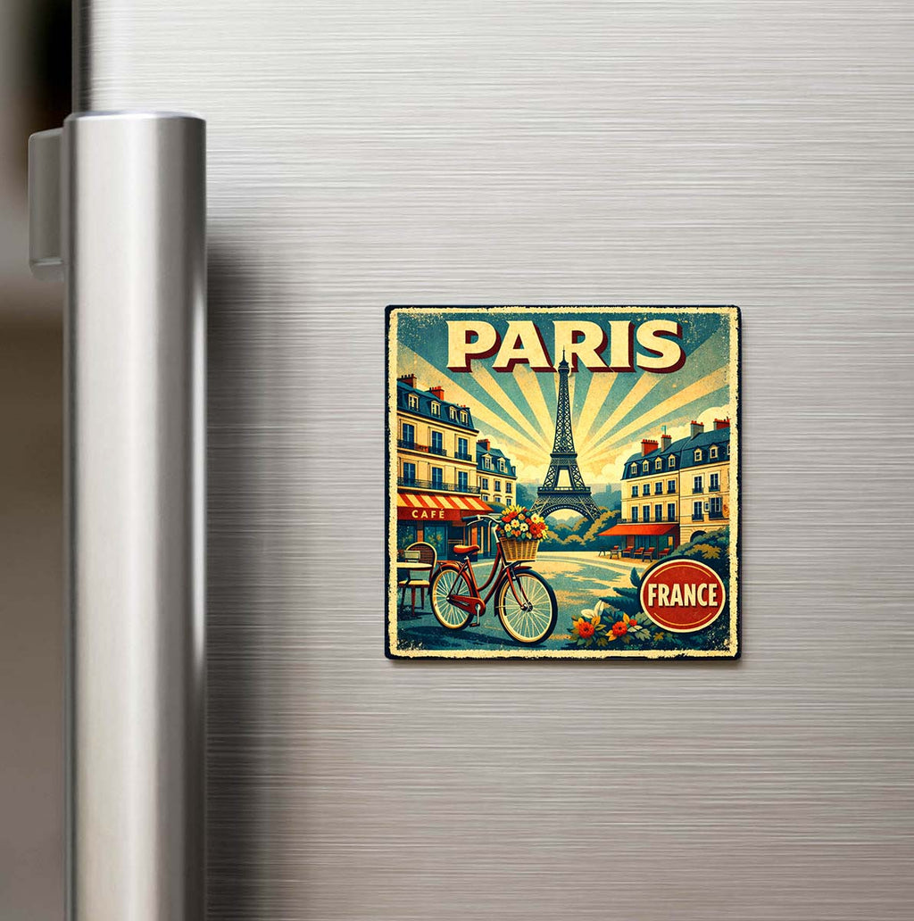 Vintage Paris Şehri Temalı Buzdolap Magneti