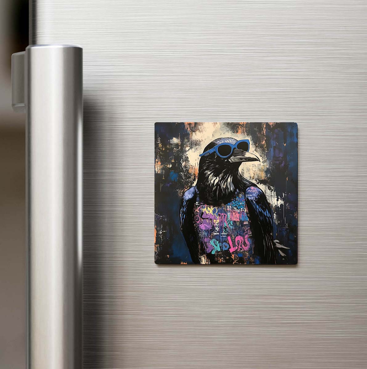 Raven - Kuzgun - Güneş Gözlüklü Style - Buzdolap Magneti