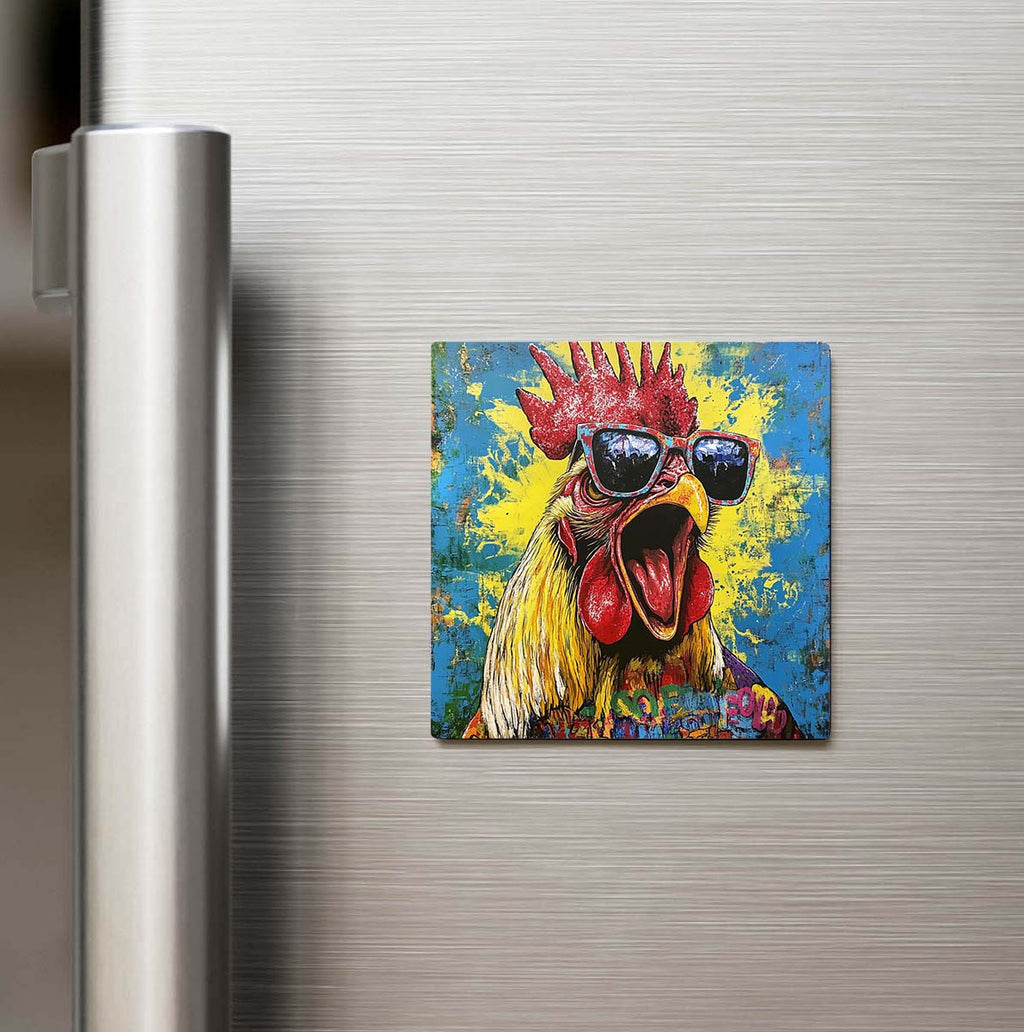 Rooster - Horoz - Güneş Gözlüklü Style - Buzdolap Magneti