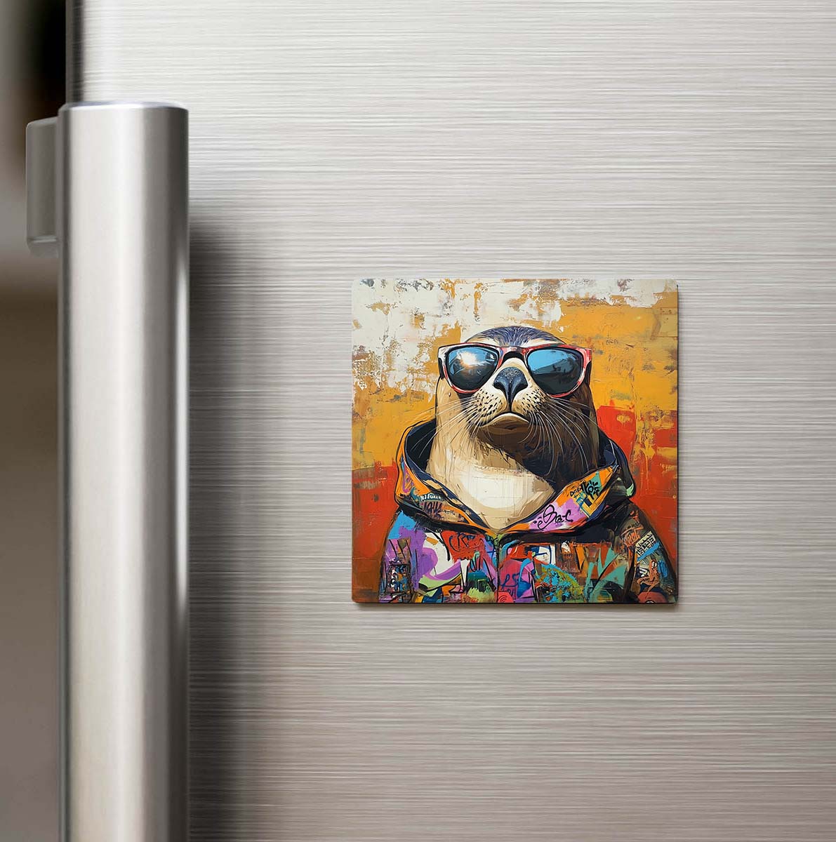 Sea Lion - Deniz Aslanı - Güneş Gözlüklü Style - Buzdolap Magneti