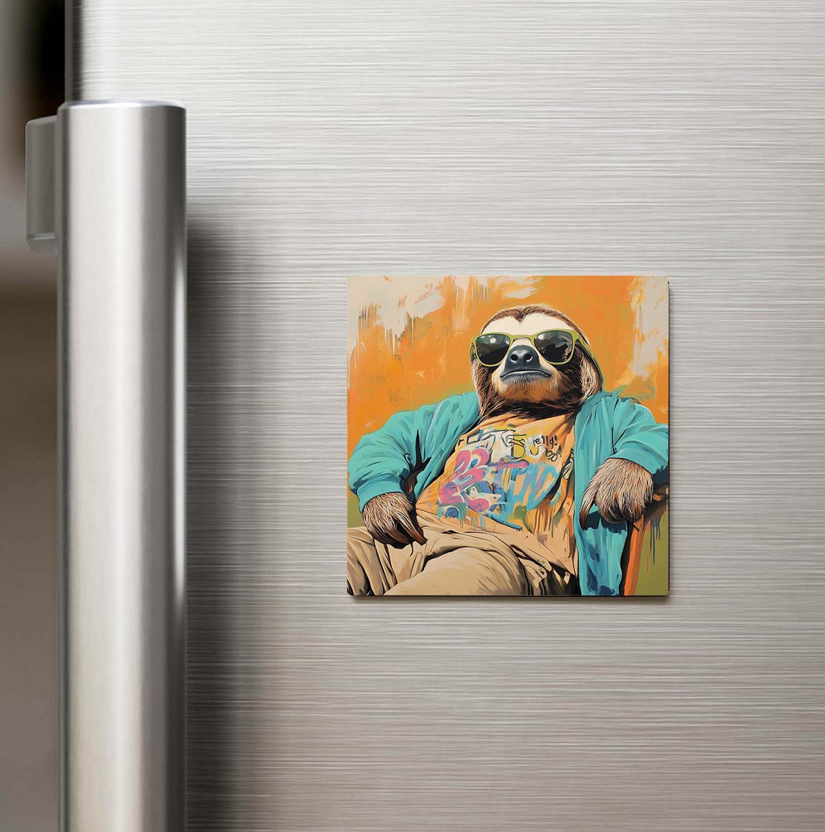Sloth - Tembel Hayvan - Güneş Gözlüklü Style - Buzdolap Magneti