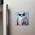Snowy Owl - Kar Baykuşu - Güneş Gözlüklü Style - Buzdolap Magneti