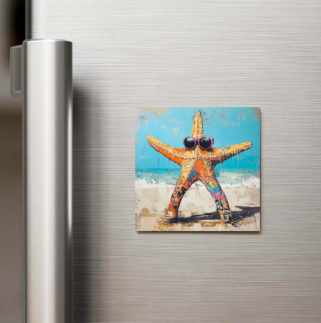 Starfish - Deniz Yıldızı - Güneş Gözlüklü Style - Buzdolap Magneti