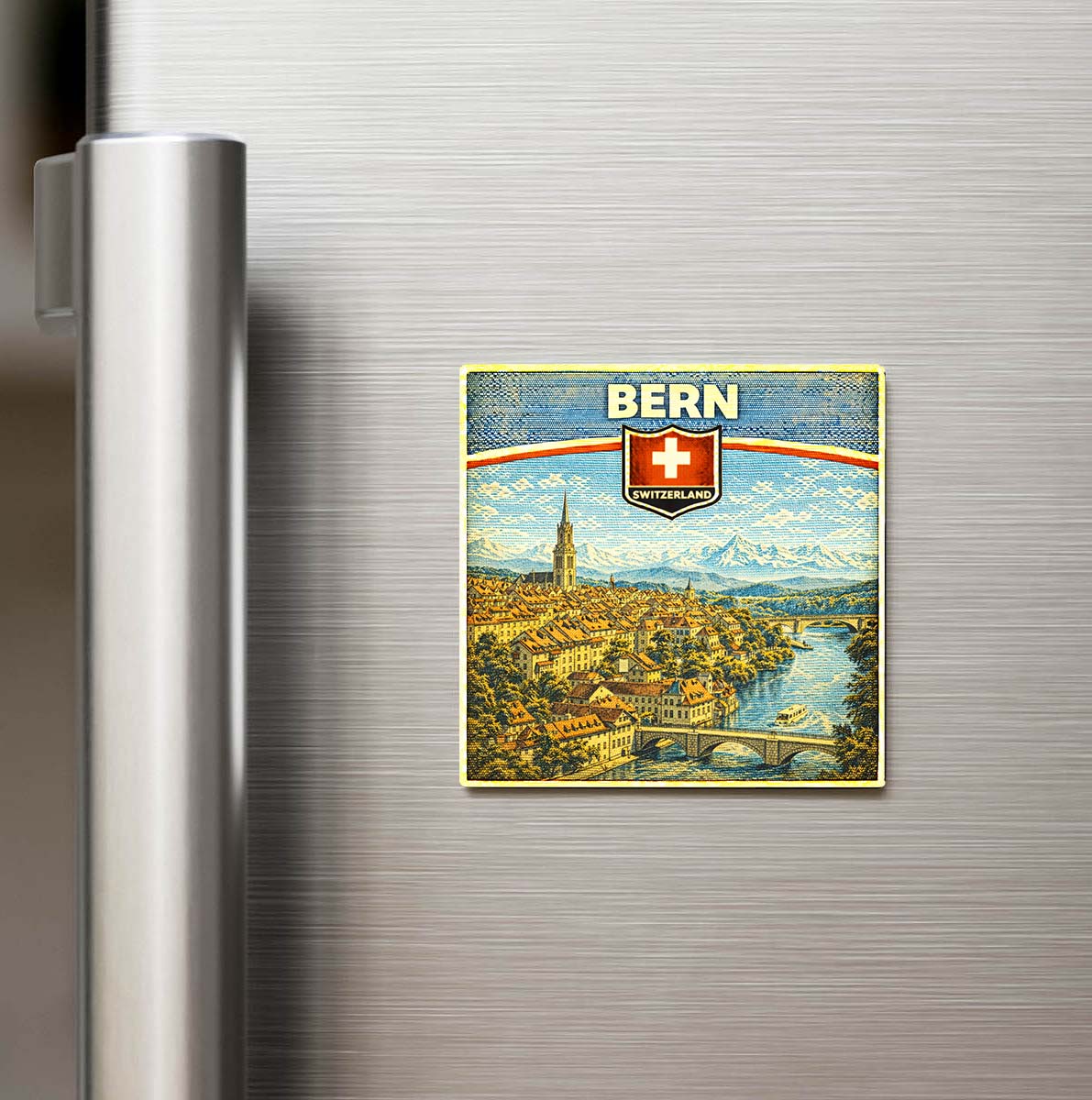 Retro İsviçre Bern Şehri Temalı Vintage Buzdolap Magneti