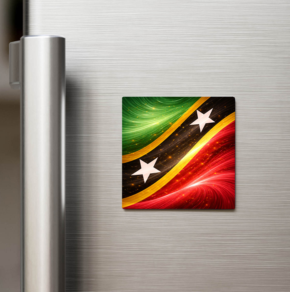 Saint Kitts ve Nevis – Abstract Ülke Bayraklı Buzdolap Magneti